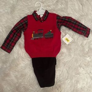 Sweater Vest and plaid button down with corduroy pants